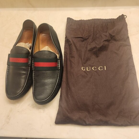 Gucci Black Loafer Slip Ons Pebble Sole - Picture 1 of 7